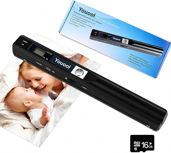 A4 Portable Scanner 900 dpi in JPG/PDF Format | USB Image Scanner Handheld Scanner Colour Scanning Portable Document Scanner (Scanner + 16GTF Card)