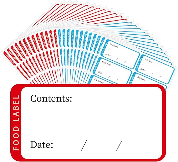 500 Pcs Freezer Labels Stickers, 60 x 30 mm Food Date Labels, Red & Blue