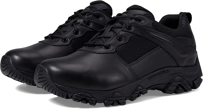 Merrell メンズ モアブ 3 レスポンス タクティカル インダストリアルシューズ、フルグレインレザー&メッシュアッパー防水ワークハイキングコンバットブーツ, ブラック, 10 Wide