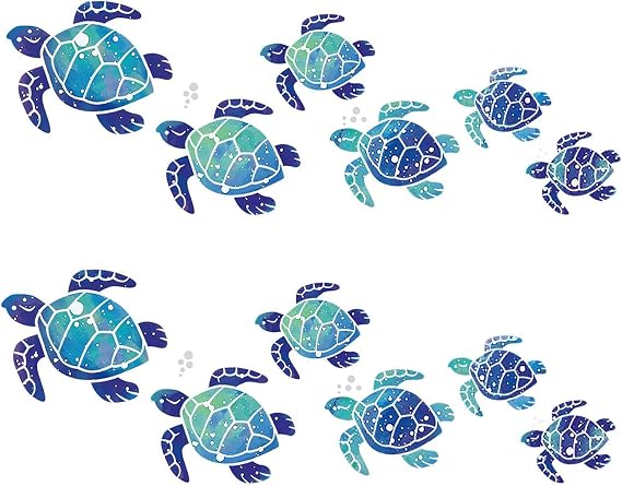 CORTNEY 12 Pcs Turtle Wall Decals, Bathroom Wall Stickers Waterproof, Underwater Ocean Decals, Turtle Stickers for Home, Office, Living Room, Wall, Bathroom, Toilet Door, Kindergarten, Oceanarium