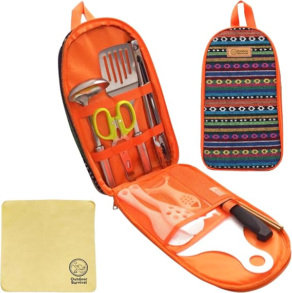 ［Outdoor Survival］キャンプ 調理器具セット 高ステンレス製 バーベキュー アウトドア キャンプ用品 12点セット 清潔な 樹脂製 まな板 包丁セット クッキング キッチンツール
