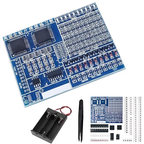 SMD Components Practice Board SMT Components Soldering Practice DIY Soldering Skill Training Board LED Transistor Electronic Project Kits for Competition Experiment, 5V