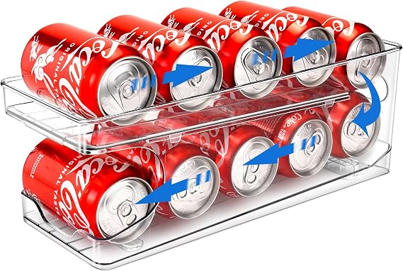 FIFO Rolling Dispenser Cans Refrigerator, Load 10 Cans