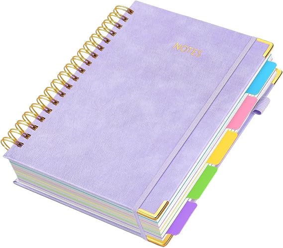 Spiral Notebook College Ruled Tabs Removable Dividers Journal Planner Note