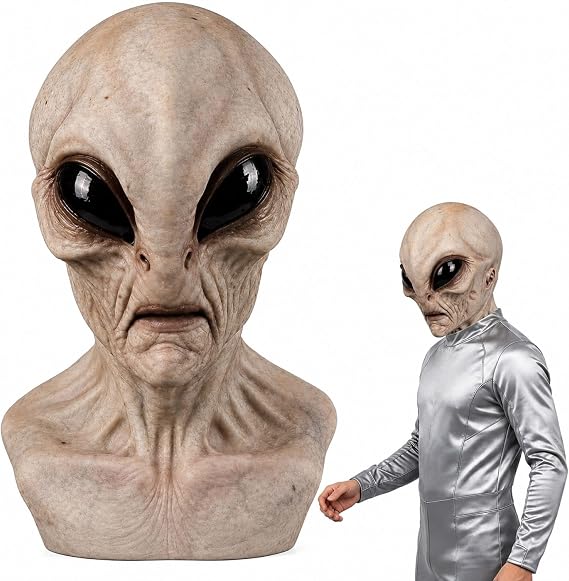 Alien Mask, Halloween Mask for Adults, Full Head Latex Scary Mask