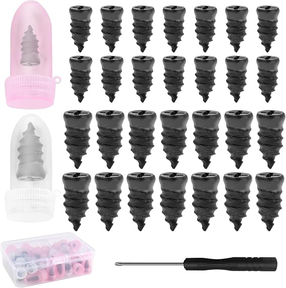 30Pcs Car Tyre Repair Kit, Universal Car Tyre Puncture Repair Kit with Screwdriver, Fast Seal Rubber Nails for Quick Emergency Fix, Portable Tyre Plug Repair Kits for Auto Motorcycle (15 S+15 L)