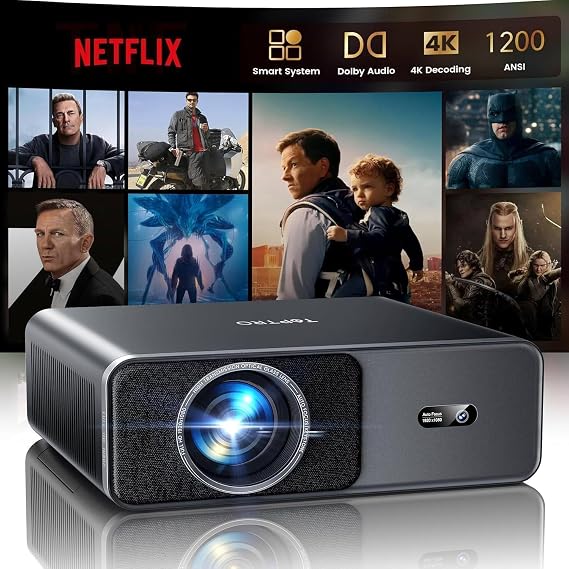 TOPTRO Smart Beamer Kompatibel mit Netflix 20W Dolby Audio 1200ANSI
