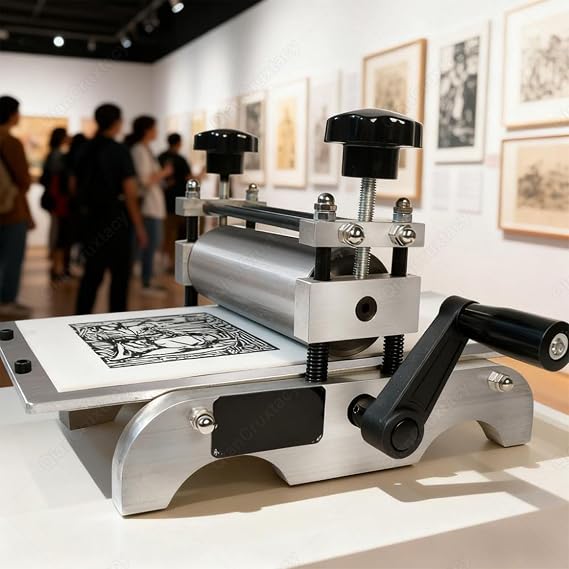Manual Printmaking Etching Press Machine, Manual Press for Gravure, Letterpress & Etching, with Adjustable Height Steel Roller, I deal for DIY Crafts, Home Studios & Professional Artists