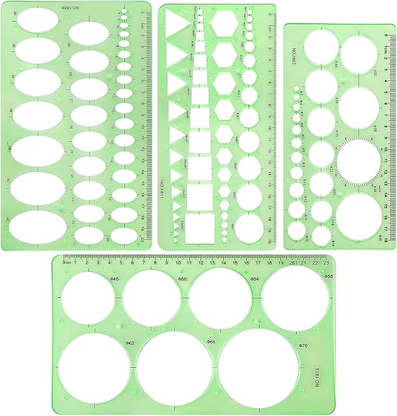 Circle Stencil Template for Drawing, Plastic Circles Geometric Stencils Measuring Templates Rulers Tool for Drafting Crafts Reusable