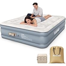 KASIMO Inflatable Mattress,Double Air Bed, Airbed with Built in Battery Pump, Blow Up Mattress, Folding Guest Bed Self Inflating with Suede Surface for Camping and Home Use,195x 148x40cm