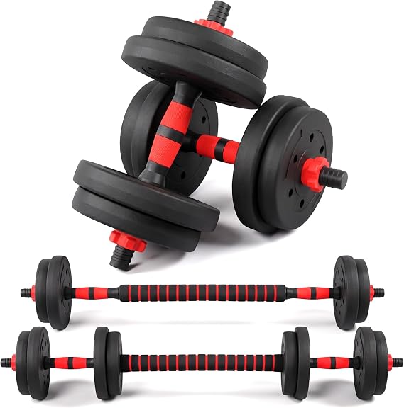 TANNESS Dumbbells Set - 2 in 1 Adjustable Dumbbells - Dumbbell Sets for Men and Women - Barbell Weights Set with Connecting Rod - Dumbbell Pair - Gym Equipment - Exercise Equipment for Home Use
