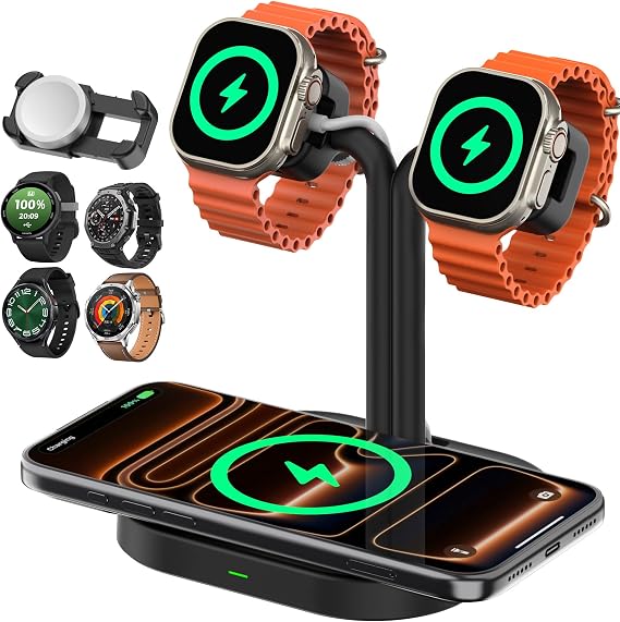 Universal Dual Watch Charger Dock, 3 in 1 Adjustable Smart
