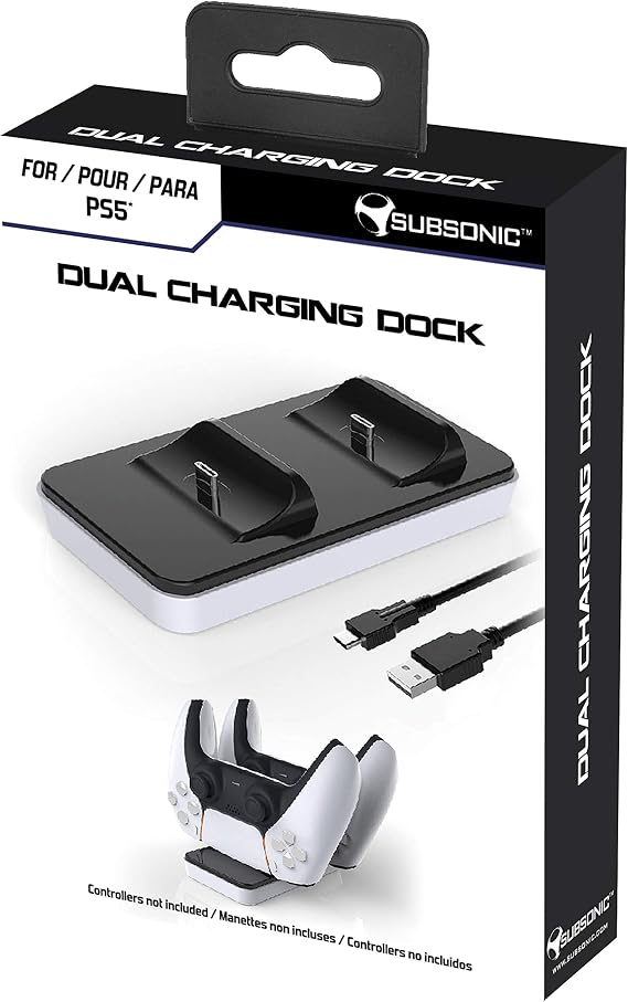 Subsonic - White charging station for 2 Dual Sense PS5 controllers - Dual charging station for Playstation 5 (PS5)