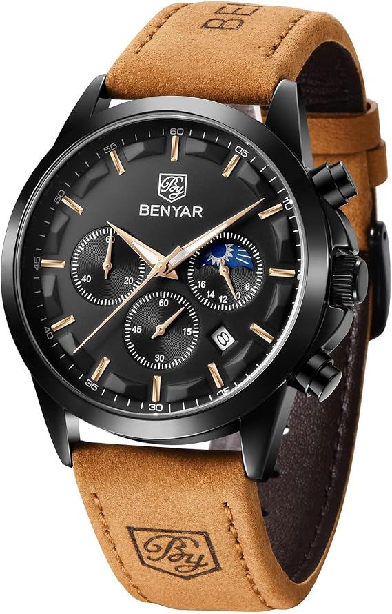 BENYAR Fashion Men's Quartz Chronograph Waterproof Stainless Steel 30 m Waterproof Watches Business Casual Sport Designer Watch for Men