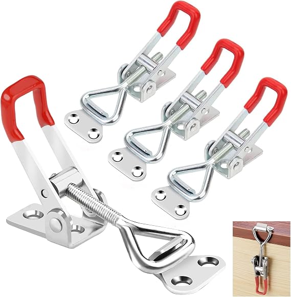 4 Pieces Adjustable Toggle Clamps, Heavy Duty Metal Tension Clasp Locks,