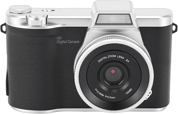 48MP Digital Camera, 2.4 Inch Flip Screen 8X Digital Zoom Mirrorless Camera, 1080P Video with Built-in Flash Auto Focus for Live Streaming Travel Photography (Black)