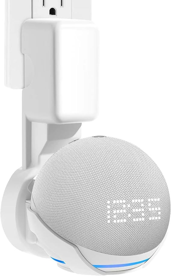 ZUOLACO Wall Mount for Echo Dot 5th Generation, Mount Stand for Dot 4th and 5th Gen, Space Saving Dot Accessories with Integrated Cable Management, Hiding Messy Wires(WL801), White