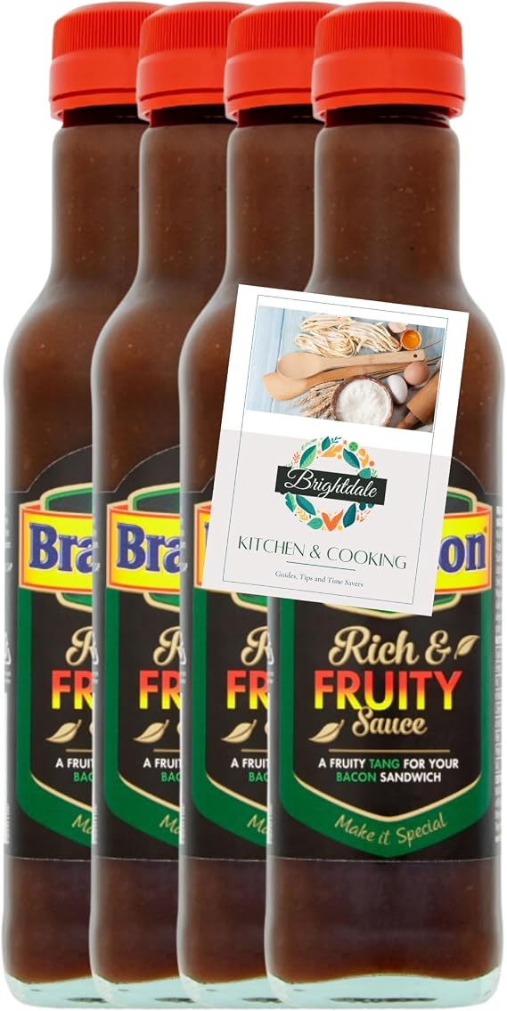 Brown Sauce Bundle with Branston Rich and Fruity Sauce 4 Pack 245g + Brightdale Kitchen Booklet