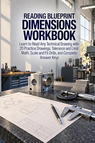 Reading Blueprint Dimensions Workbook: Learn to Read Any Technical Drawing with 20 Practice Drawings, Tolerance and Limit Math, Scale and Fit Drills, and Complete Answer Keys