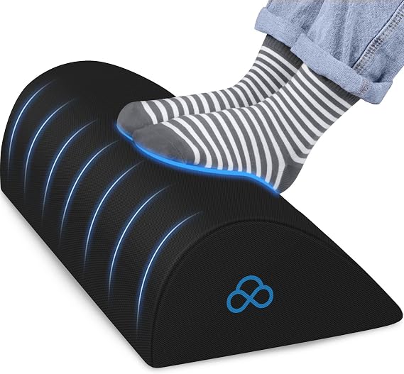 StepLively Çalışma masası altı için ayak dayanağı - Ergonomik tasarım yorgunluk ve ağrı giderme için hafızalı köpük ile ayak taburesi, kaymaz boncuk, yıkanabilir masa altı ayak dayama yeri ofis, ev, oyun için (Siyah)