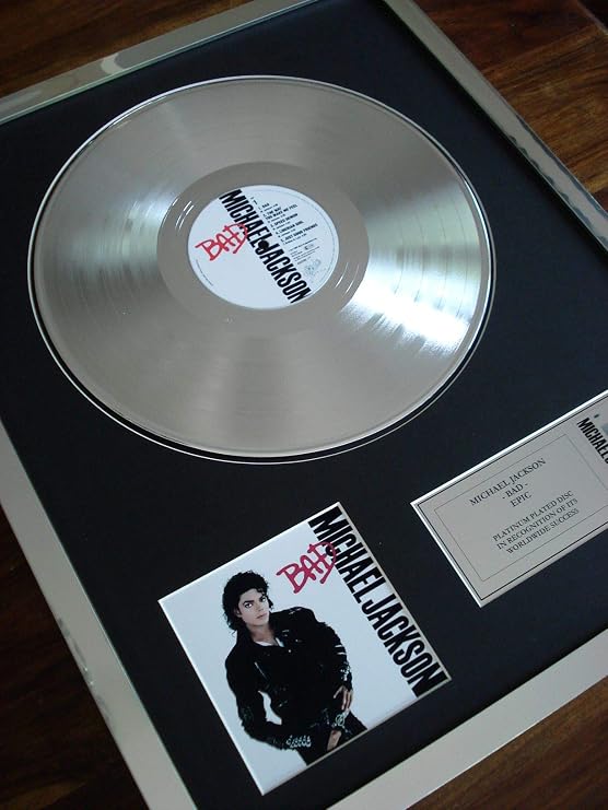 Michael Jackson Bad Lp Platinum Plated Disc Record Award Album