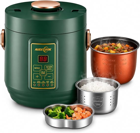 Audecook Rice Cooker Small 1.2 L with Low Sugar Function Multi Cooker