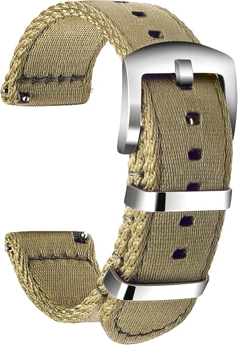 Nylon Watch Strap Replacement Canvas Watch Band Military Army Men Women - 18mm, 20mm, 22mm, 24mm Watch Bracelet with Stainless Steel Silver Buckle