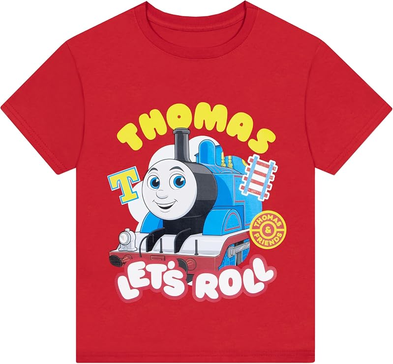 THOMAS & FRIENDS Thomas The Tank Engine T-Shirt, Percy & Rosie Boys T Shirt, Short Sleeve Kids T Shirt, Ages 1 to 8 Years