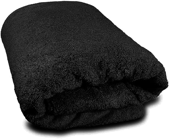 Premium Jumbo Bath Sheets (600GSM) 100% Egyptian Cotton Super Absorbent Body Warp Beach Towel (100 x 200 cm) Extra Large Bath Sheet Luxury Towel Set (Black, Cotton)