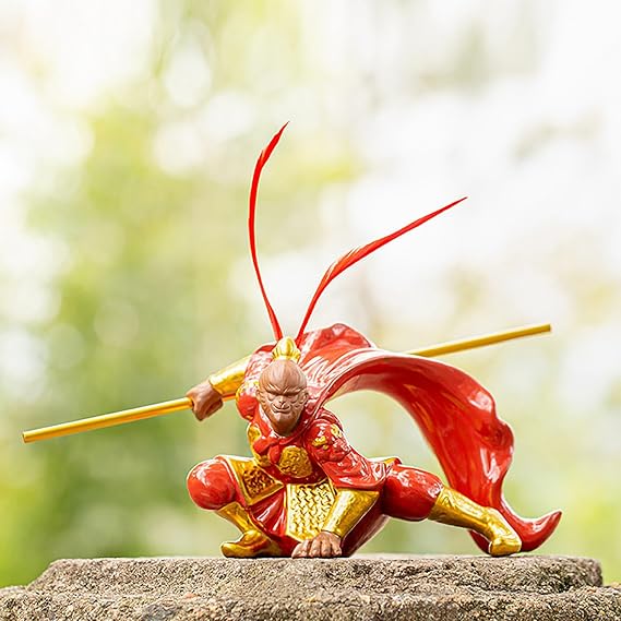 Monkey King Statue Car Decorations Goku Art Relievo,Black Myth Wukong Action Figure Monkey Figurines Monkey King Decor,Sun Wukong Statue Model Decoration Collectible Dolls Figurines (Size : F)
