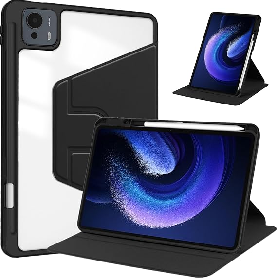 DayQiQiPu Protective Case for Xiaomi Pad 7 Ultra 14.0 Inch PU Leather 360° Rotation Multi-angle Stand Slim Cover with Pencil Holder Auto Wake/Sleep,Black