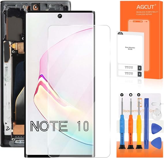 Samsung Galaxy Note 10用OLED スクリーン交換 Samsung Note 10 LCD Display SM-N970F、SM-N970U LCD デジタイザー タッチアセンブリ ブラック フレーム付き