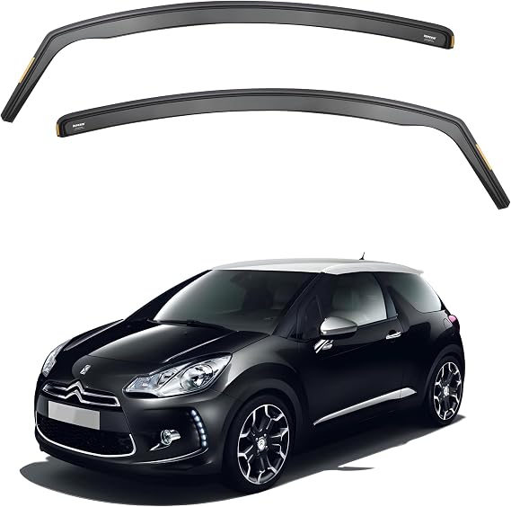 ISPEED Wind Deflectors For Citroen DS3 MK1 2010-2018 3-Door Hatchback 2pc Set | Keep Your Car Ventilated In Rain & Wind, Reduce Wind Turbulence, Easy Installation, Tinted, In-Channel Deflectors