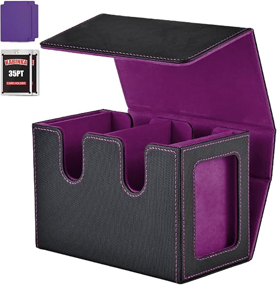 Card Deck Box for MTG, Storage Box with Commander Display & 1 Dice Tray, Fits 160+ Double Sleeved, Organizer for TCG/CCG/PTCG/EDH/Magic/Sport Cards