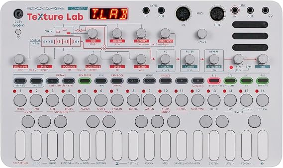 Sonicware LIVEN Texture Lab [Granular Sampler + Effect Processor] Flexible Granular Synthesis Sampling Function 128-Step Sequencer 6 HQ Shimmer Reverbs