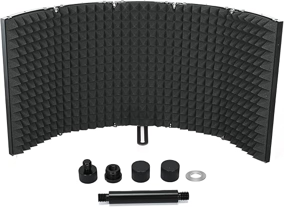 aleawol 5 Panel Microphone Isolation Shield, Foldable Mic Isolation Shield