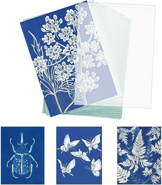 Lotnery Creative Sun Printing Kit: 12 Sheets A4 Cyanotype Paper + Clip for Nature Art, Solar Photography & DIY Craft Projects - Simple & Fun Artistic Supplies