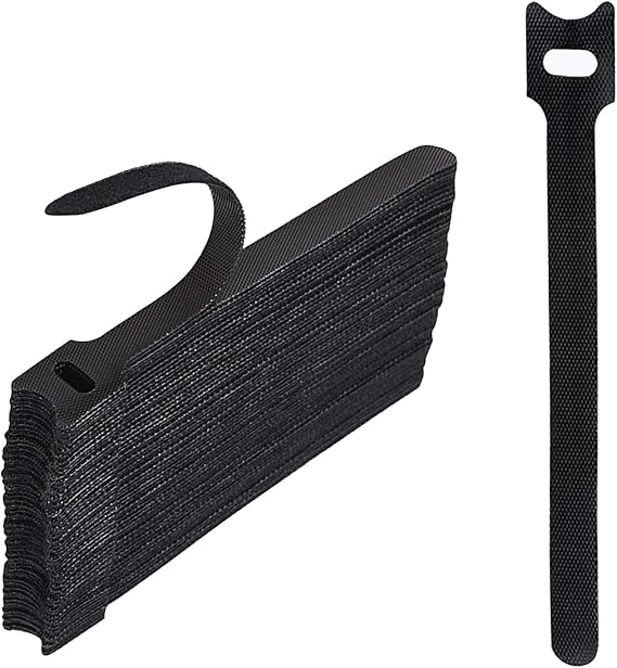Reusable Cable Ties [50 Pieces], Multipurpose Straps, Adjustable Ties, for Office, Home, Garden and More [Black]