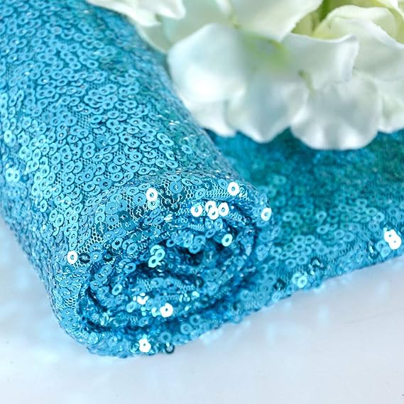 ShinyBeauty Sequin Fabric By The Yard Turquoise Fabric Sequin Pillow Fabric Glitter Fabric Upholstery Fabrics by the Metre Fabric for Sewing Liberty Fabric Curtain Fabric Sequin Fabric