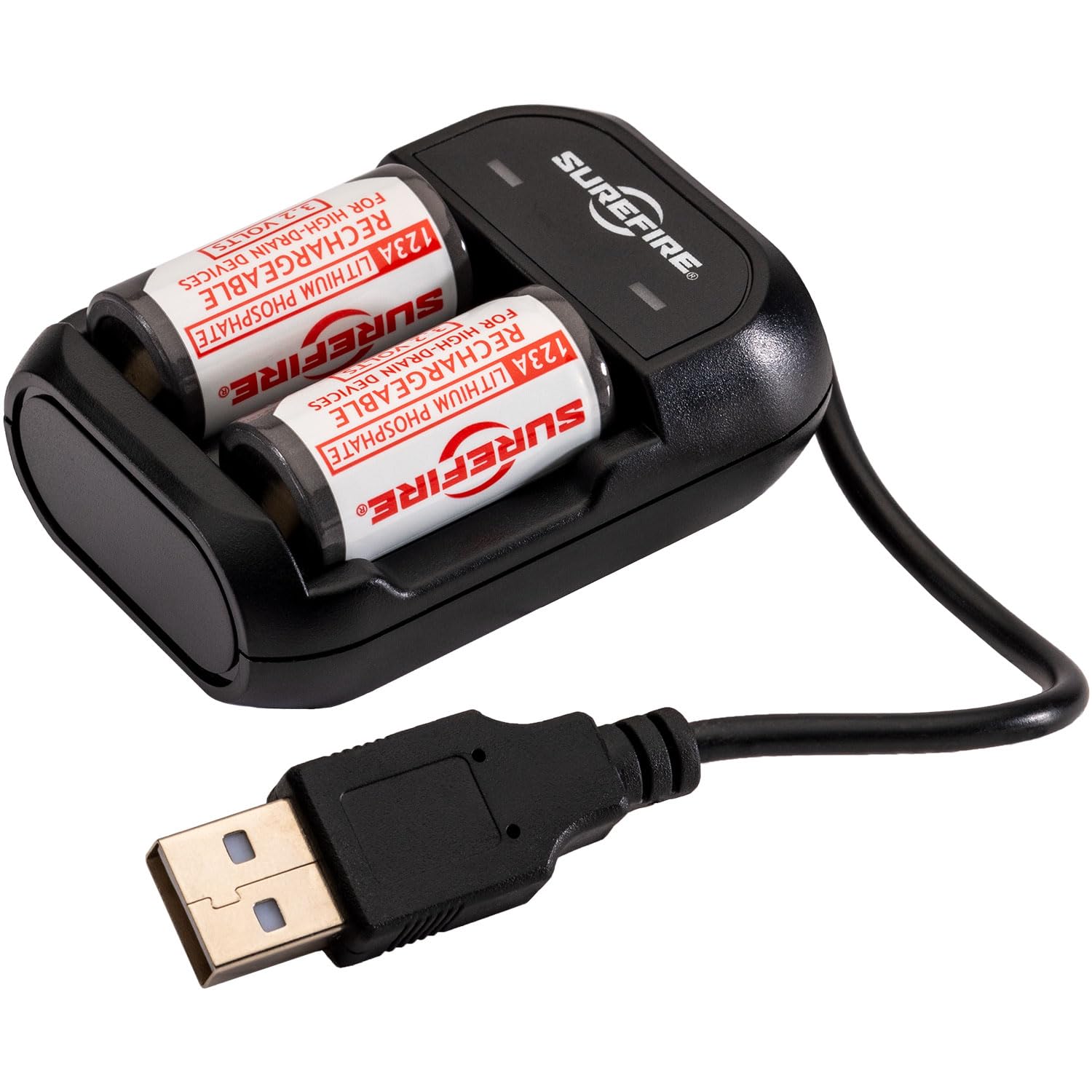 Surefire TWO LFP123 LI-FE-PH RECHARGEABLE CELLS, CHARGER