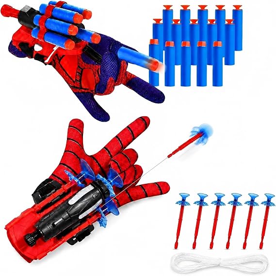 Spider Web Shooters for Kids, 2 Wrist Launchers with 21 Mixed Darts