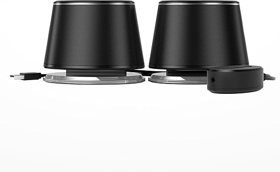 Amazon Basics Computer Speakers with Bluetooth and USB, Blue Light, Black