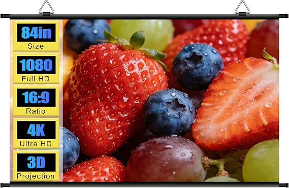 100 inch Projector Screen, Portable Projector Screen for Outdoor Indoor, Wall Mounted ALR Projection Screen Hanging Movie Screen for Bedoom, Backyard, Home Theater, 4k 16:9