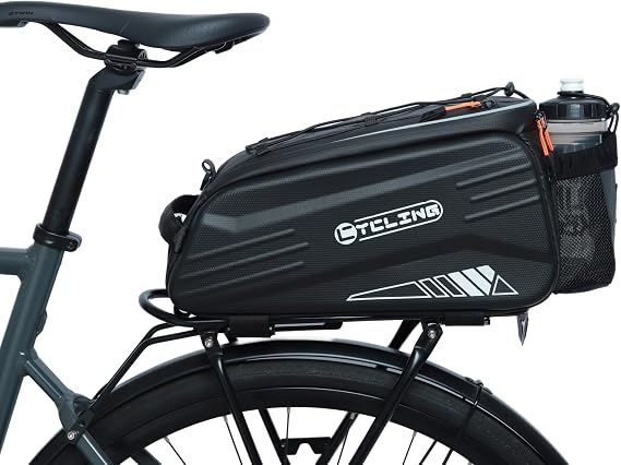 HOMPER Waterproof Bike Rack Pannier Bag, 9L EVA Hard Shell Cycling Luggage with Reflective Coating and Adjustable Shoulder Strap Suitable for Mountain & Commuter Bikes, Black
