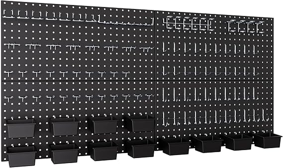 INCLY 158PCS Black Metal Pegboard Wall Organizer, 48x24 Inch