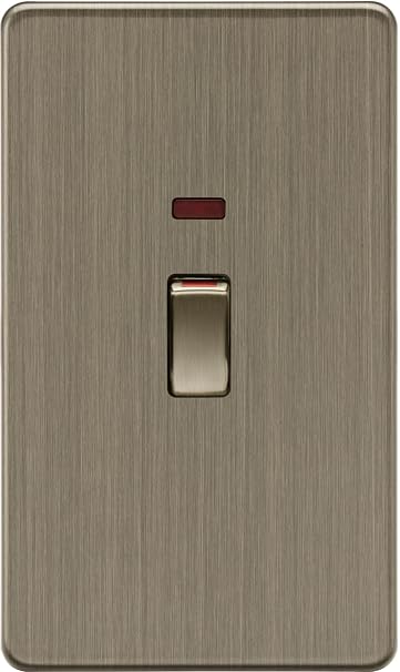 Knightsbridge 45A DP switch with Neon (2G size) - Antique Brass