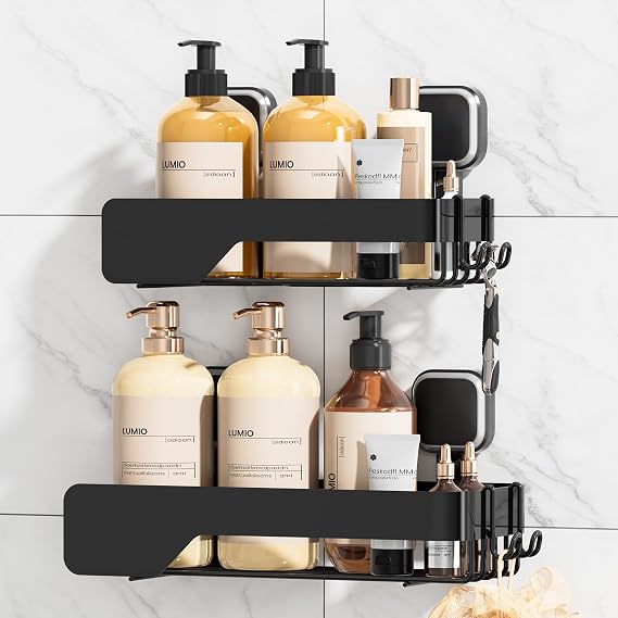 TAILI Suction Shower Caddy Stainless Steel Rustproof Suction Cup, Black