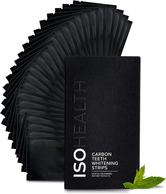 ISOCLEAN Carbon Teeth Whitening Strips for Sensitive Teeth - Non-Peroxide & Enamel-Safe, Coffee and Smoking Stain Removal, Easy Application, Comfortable Fit for Home Use - 14-Day Pack, 28 Strips