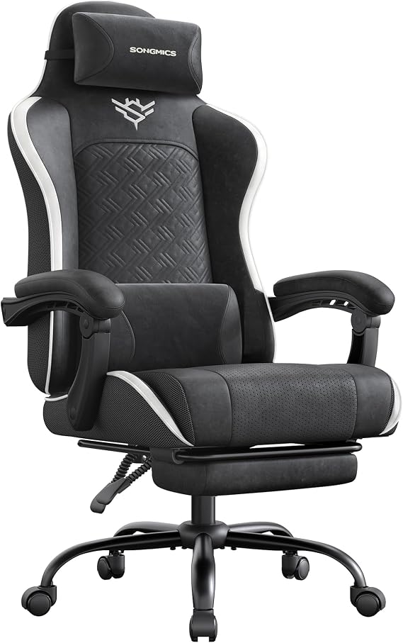SONGMICS Gaming Chair, Ergonomic Office Chair with Footrest