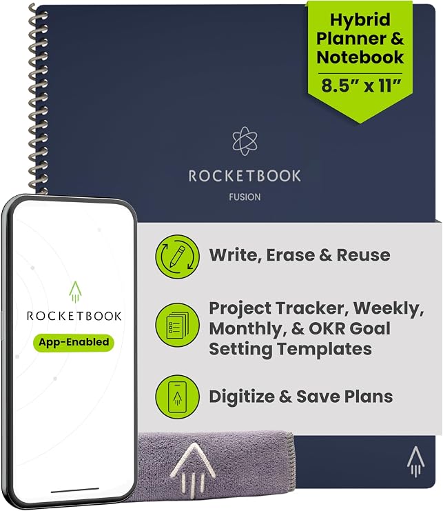 Fusion Smart Reusable Digital Notebook & Planner - A4 Pad and Wipeable Pen
